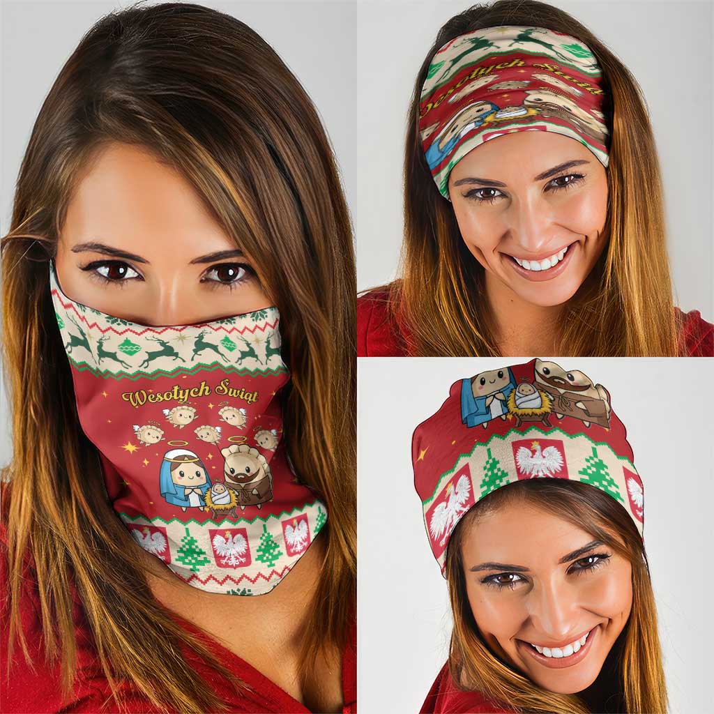 Poland Christmas Neck Gaiter Polish Pierogi Mascot Nativity Scene LT19