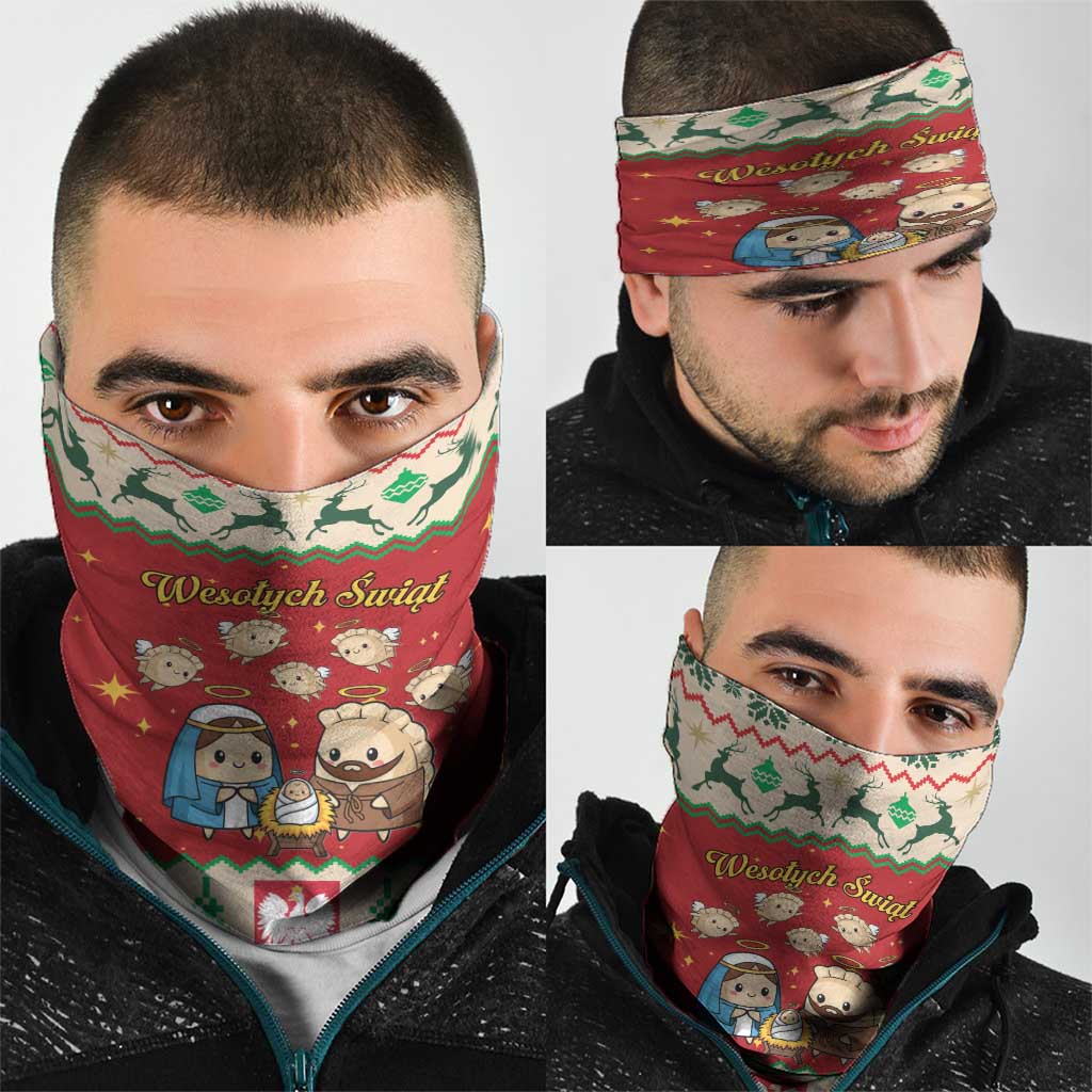 Poland Christmas Neck Gaiter Polish Pierogi Mascot Nativity Scene LT19