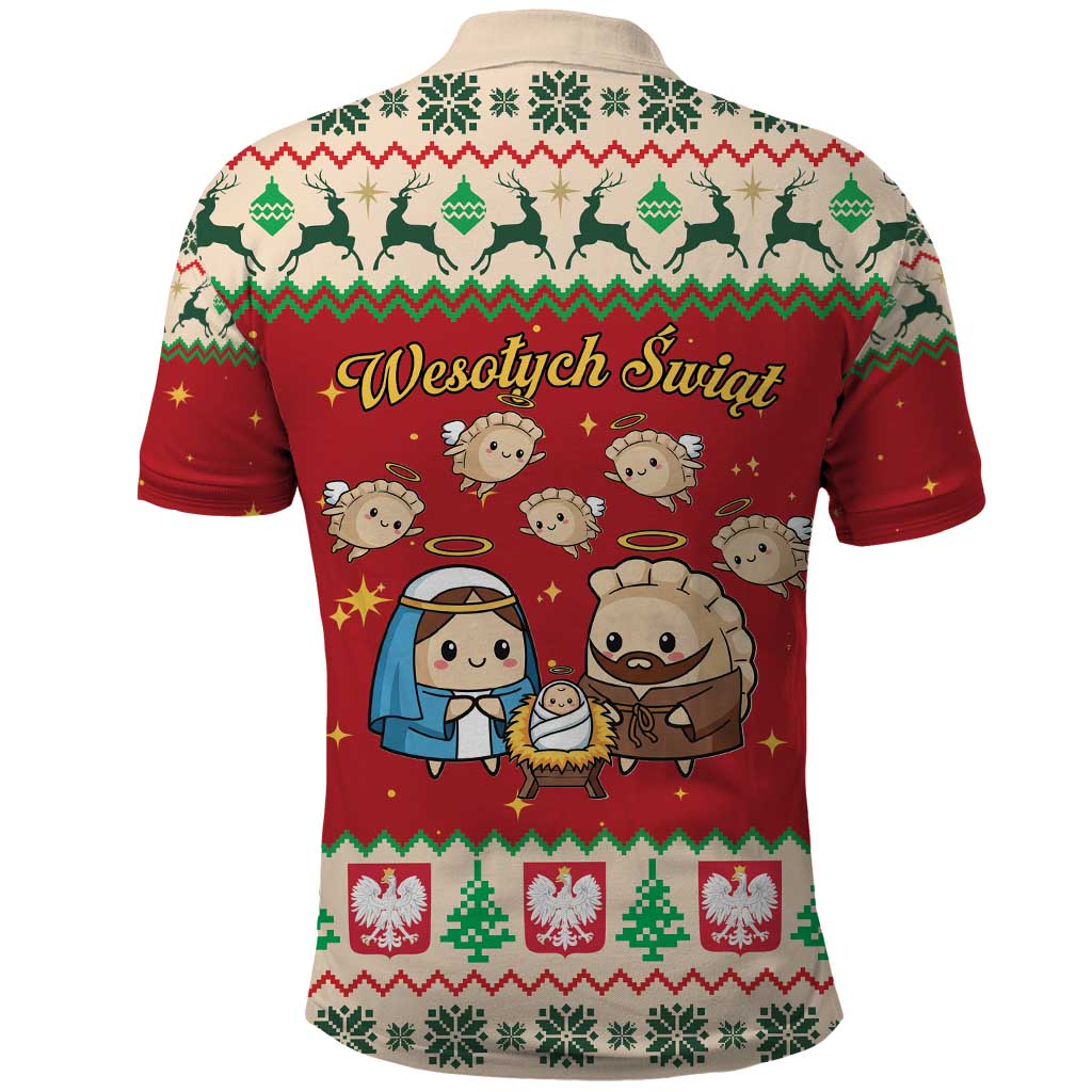 Poland Christmas Polo Shirt Polish Pierogi Mascot Nativity Scene LT19