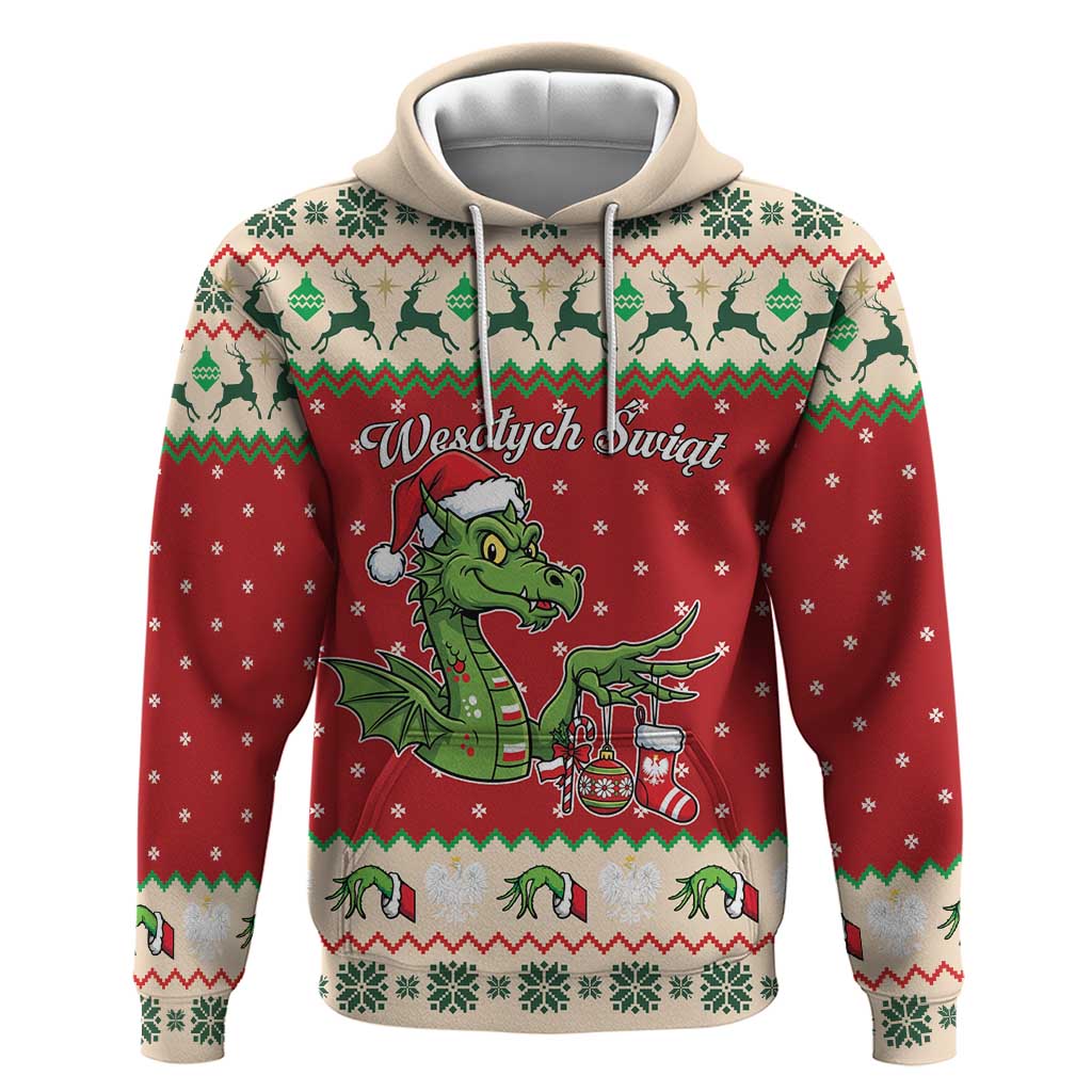 Poland Dinosaur Christmas Hoodie Polish Smok Wawelski Weso?ych Swiat LT19