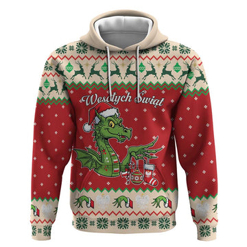 Poland Dinosaur Christmas Hoodie Polish Smok Wawelski Weso?ych Swiat LT19