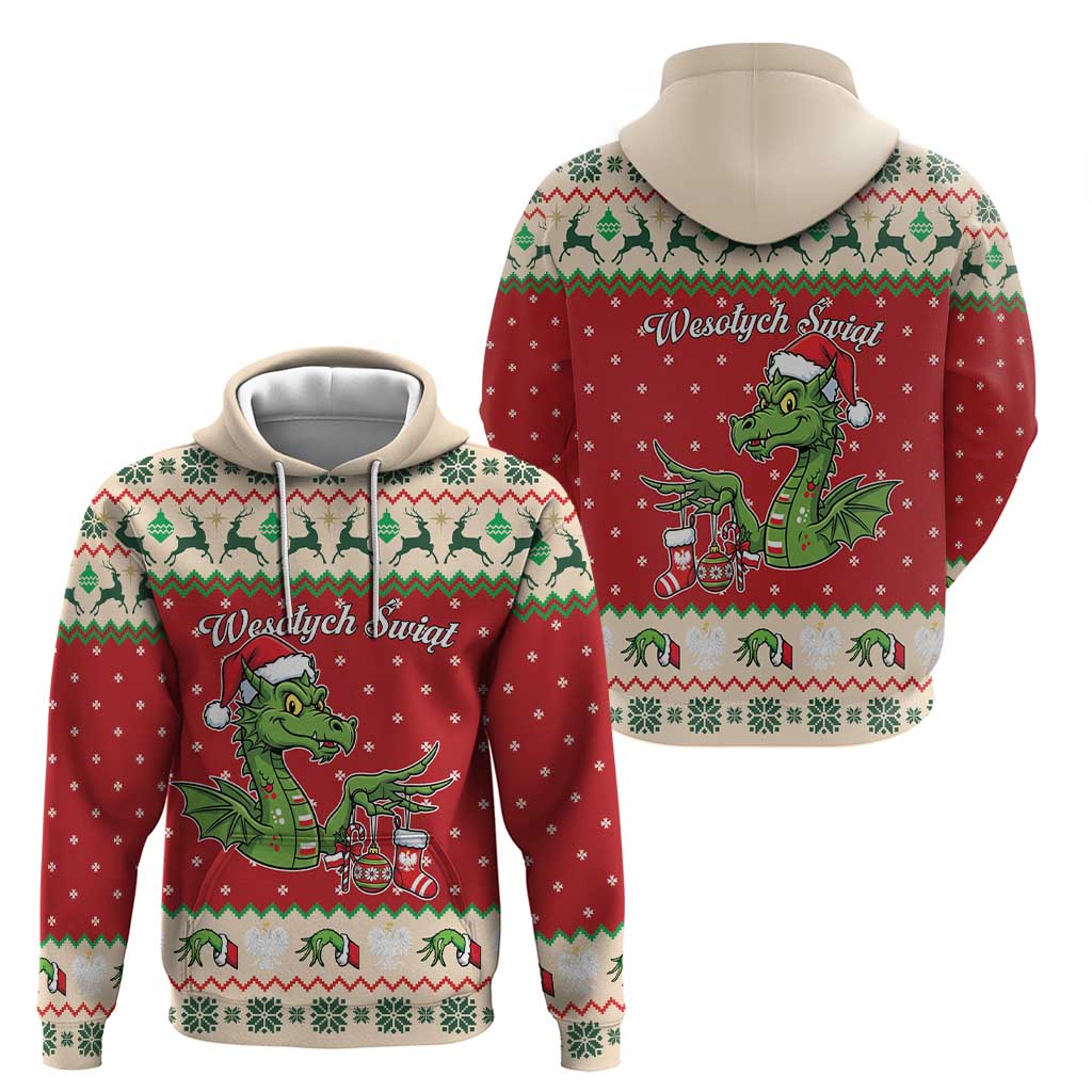 Poland Dinosaur Christmas Hoodie Polish Smok Wawelski Weso?ych Swiat LT19
