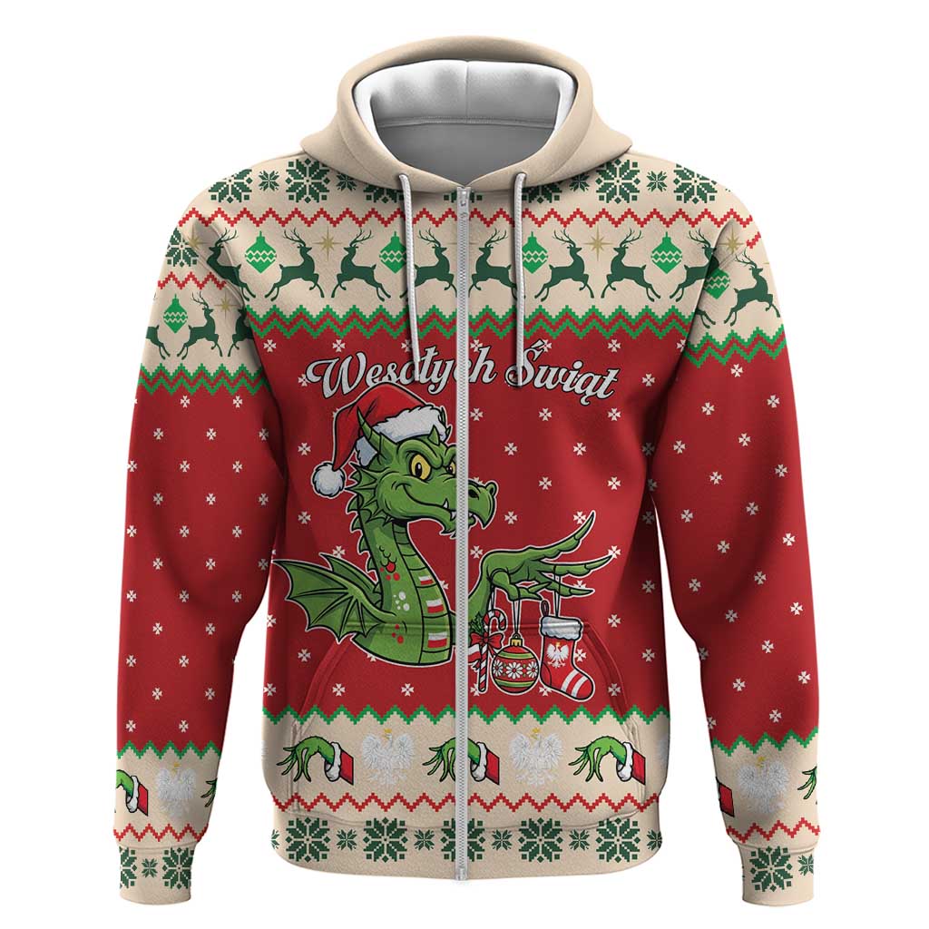Poland Dinosaur Christmas Hoodie Polish Smok Wawelski Weso?ych Swiat LT19