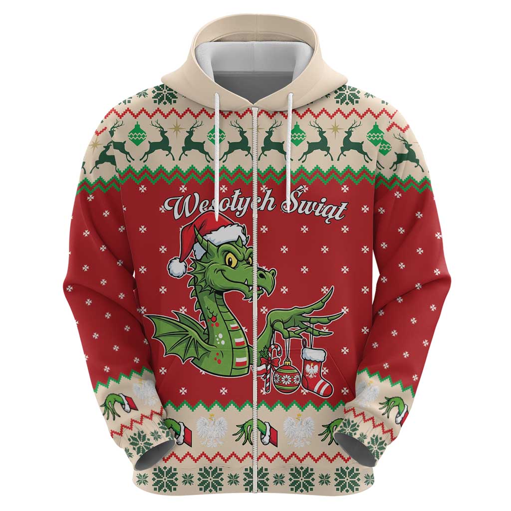 Poland Dinosaur Christmas Hoodie Polish Smok Wawelski Weso?ych Swiat LT19