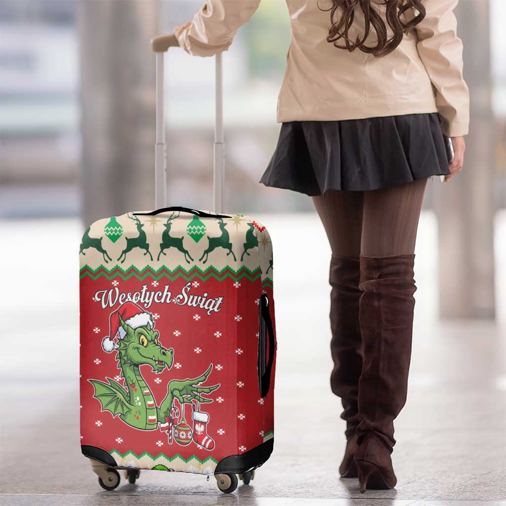 Poland Dinosaur Christmas Luggage Cover Polish Smok Wawelski Wesołych Swiat LT19