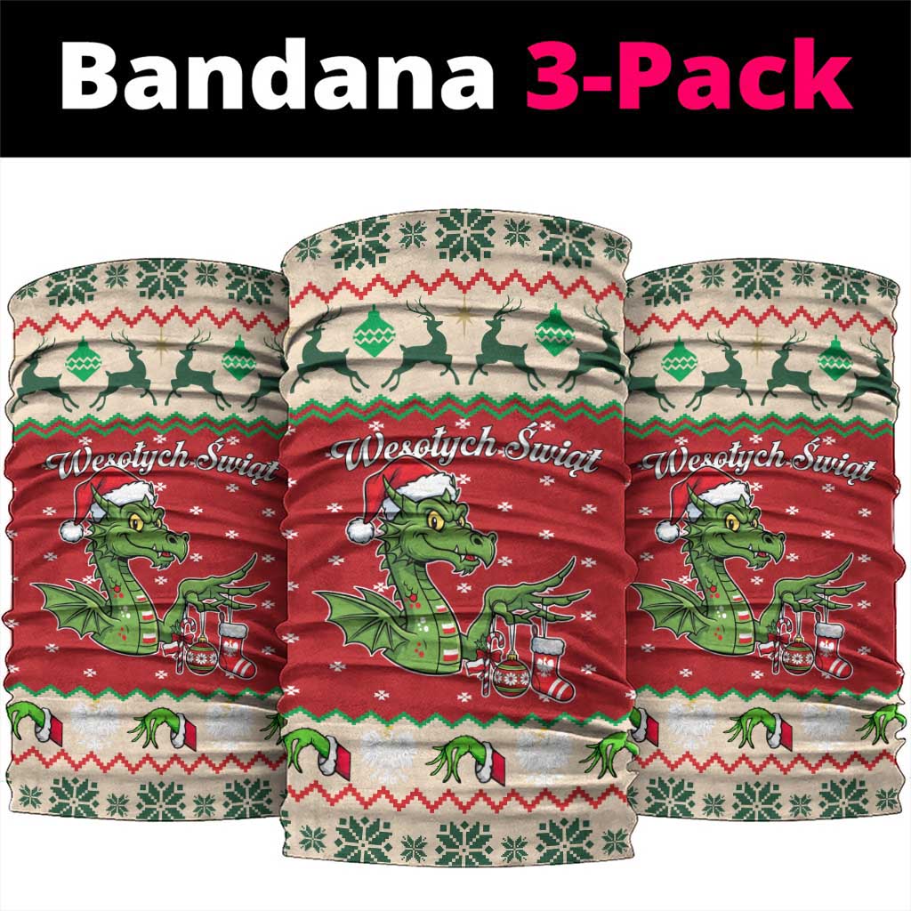 Poland Dinosaur Christmas Neck Gaiter Polish Smok Wawelski Wesołych Swiat LT19