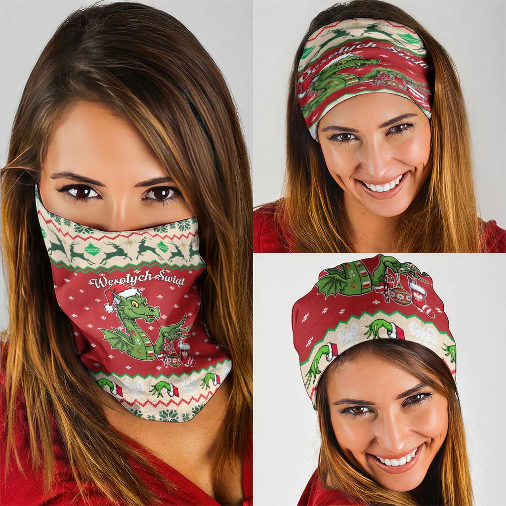 Poland Dinosaur Christmas Neck Gaiter Polish Smok Wawelski Wesołych Swiat LT19