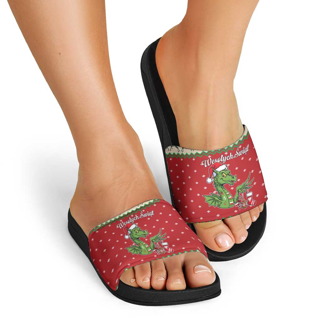 Poland Dinosaur Christmas Slide Sandals Polish Smok Wawelski Weso?ych Swiat LT19