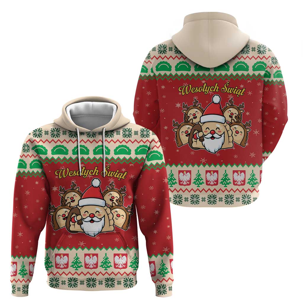 Poland Christmas Hoodie Pierogi Mascot Santa Claus Wesołych Swiat LT19