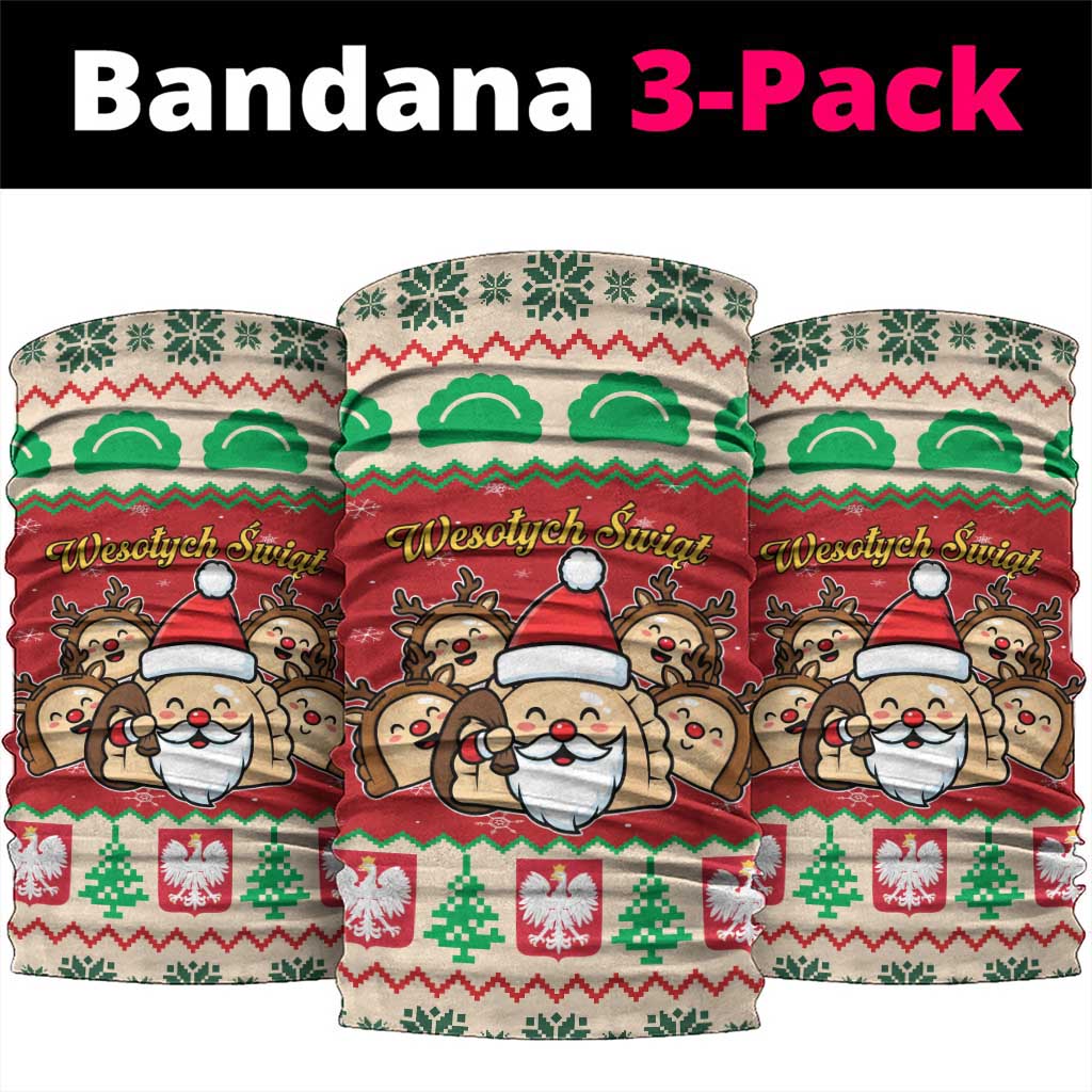Poland Christmas Neck Gaiter Pierogi Mascot Santa Claus Wesołych Swiat LT19