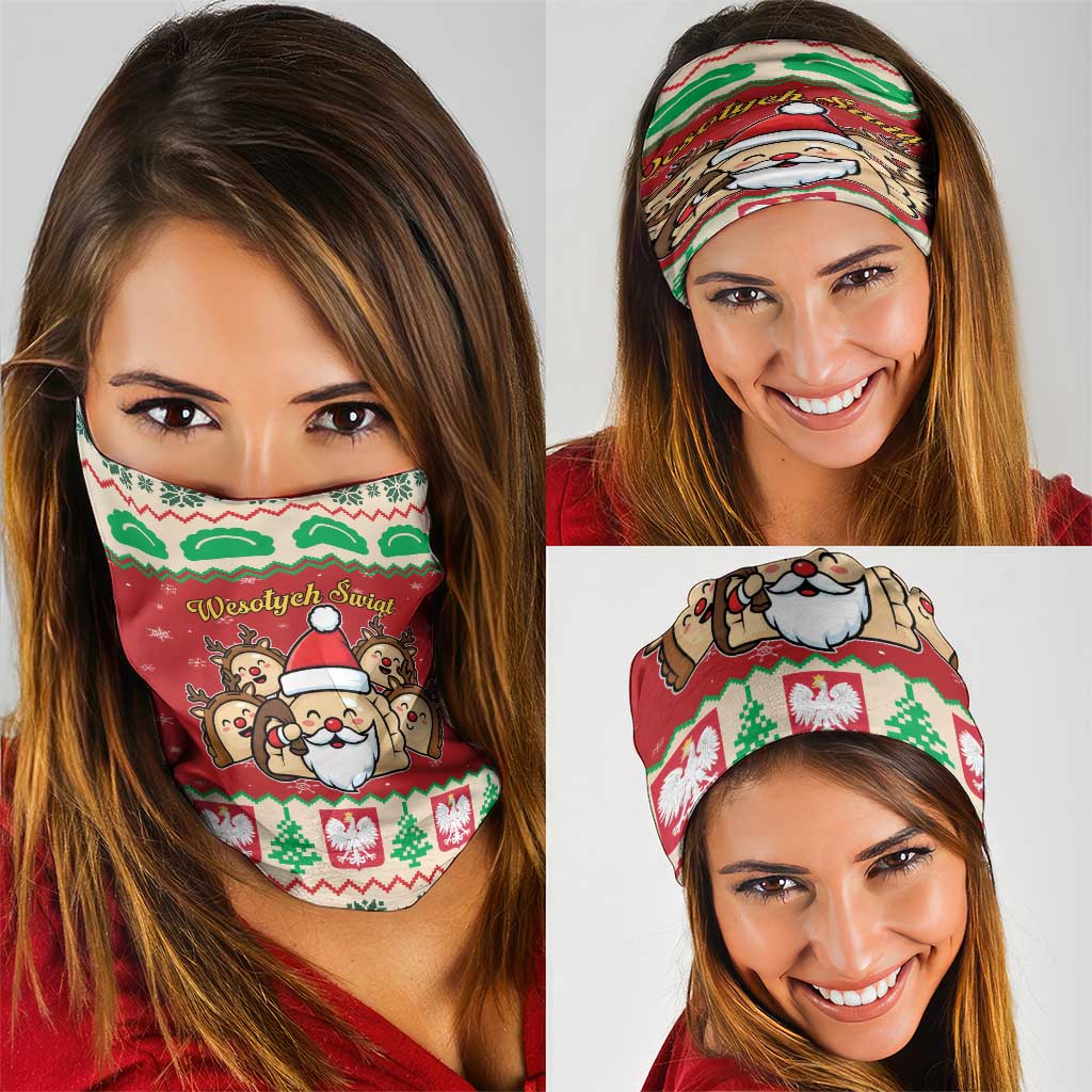 Poland Christmas Neck Gaiter Pierogi Mascot Santa Claus Wesołych Swiat LT19