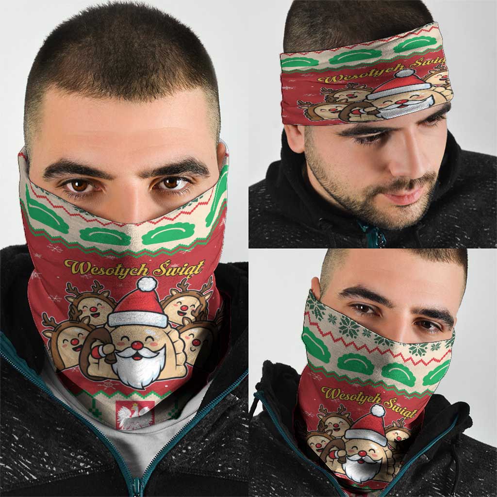 Poland Christmas Neck Gaiter Pierogi Mascot Santa Claus Wesołych Swiat LT19