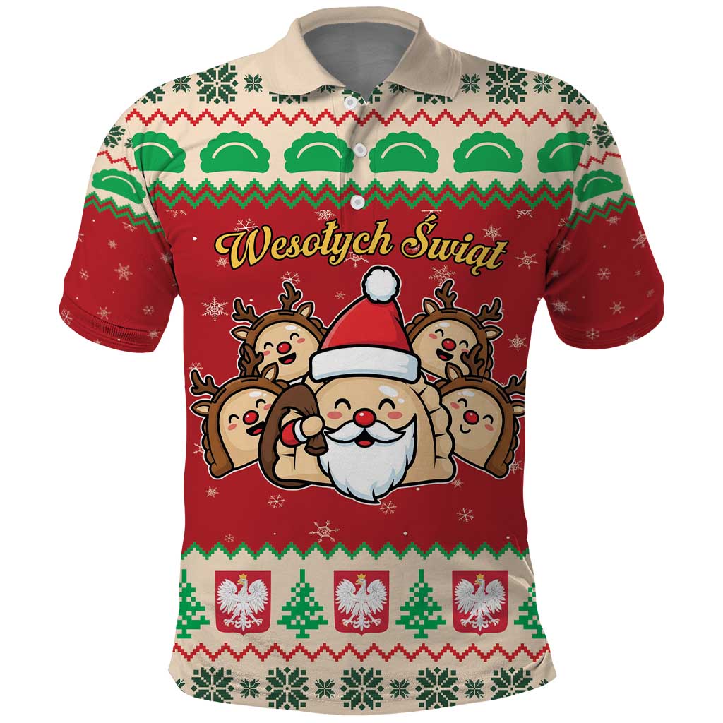 Poland Christmas Polo Shirt Pierogi Mascot Santa Claus Weso?ych Swiat LT19