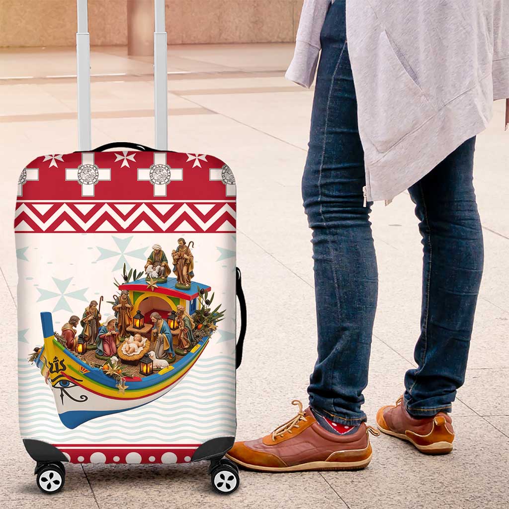Malta Christmas Luggage Cover Presepju Nativity Scene on Luzzu Boat LT19