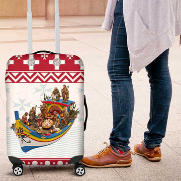 Malta Christmas Luggage Cover Presepju Nativity Scene on Luzzu Boat LT19