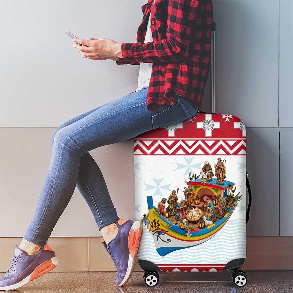 Malta Christmas Luggage Cover Presepju Nativity Scene on Luzzu Boat LT19