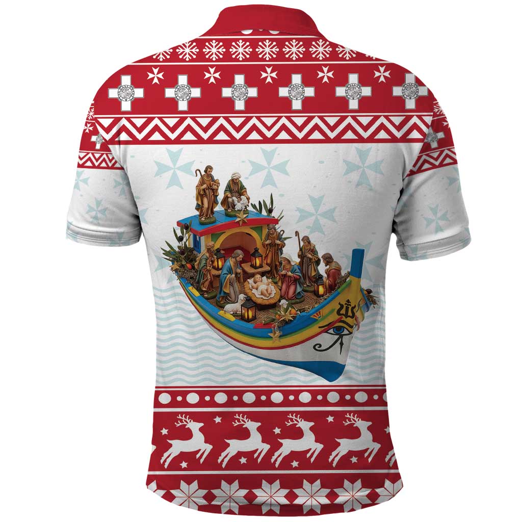 Malta Christmas Polo Shirt Presepju Nativity Scene on Luzzu Boat LT19