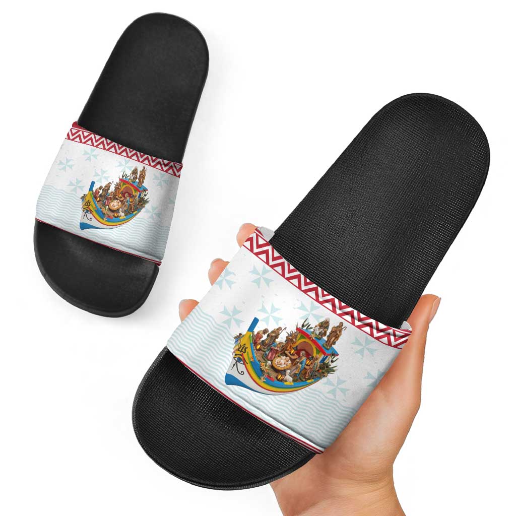 Malta Christmas Slide Sandals Presepju Nativity Scene on Luzzu Boat LT19