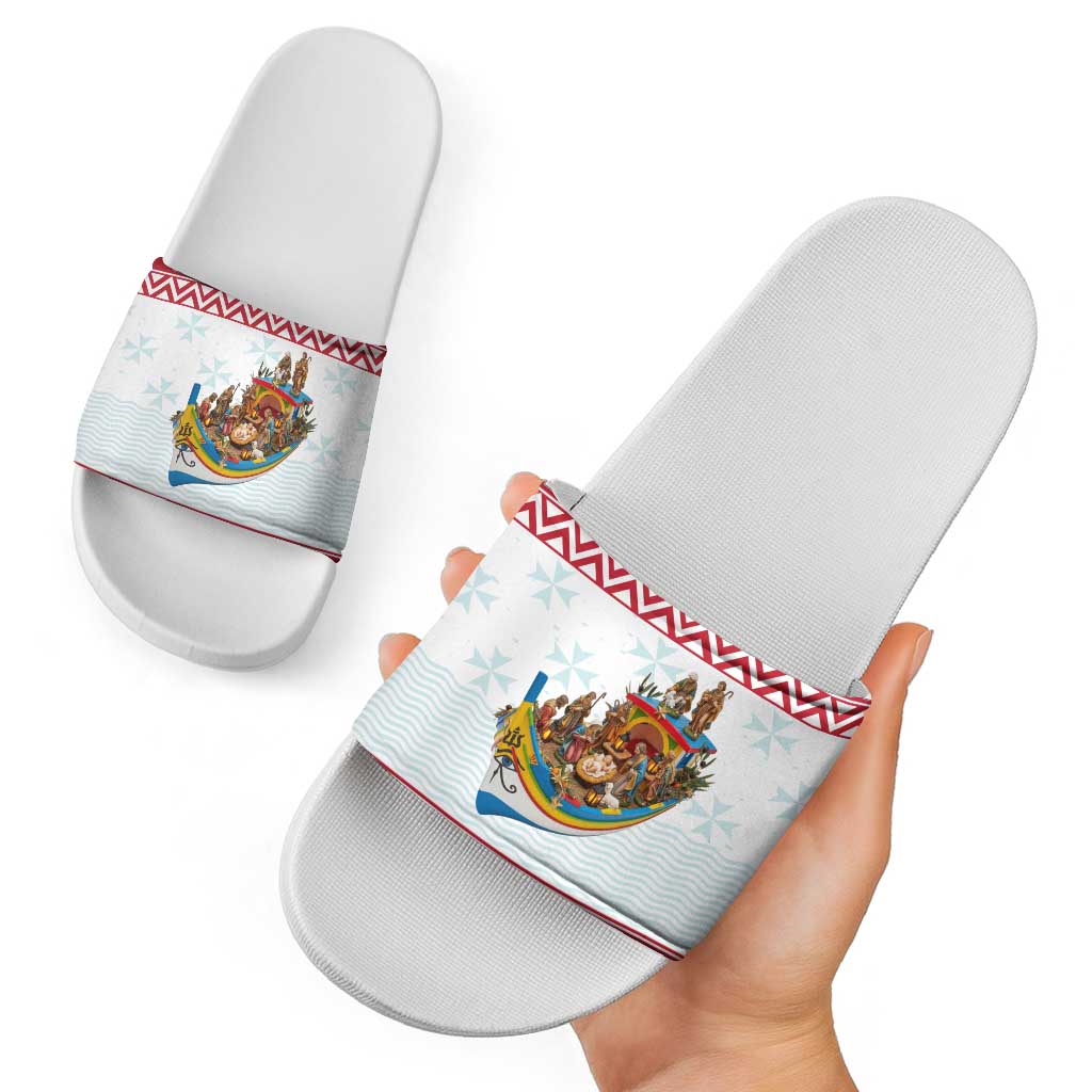 Malta Christmas Slide Sandals Presepju Nativity Scene on Luzzu Boat LT19