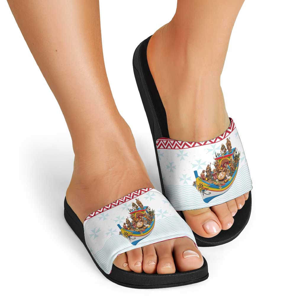 Malta Christmas Slide Sandals Presepju Nativity Scene on Luzzu Boat LT19