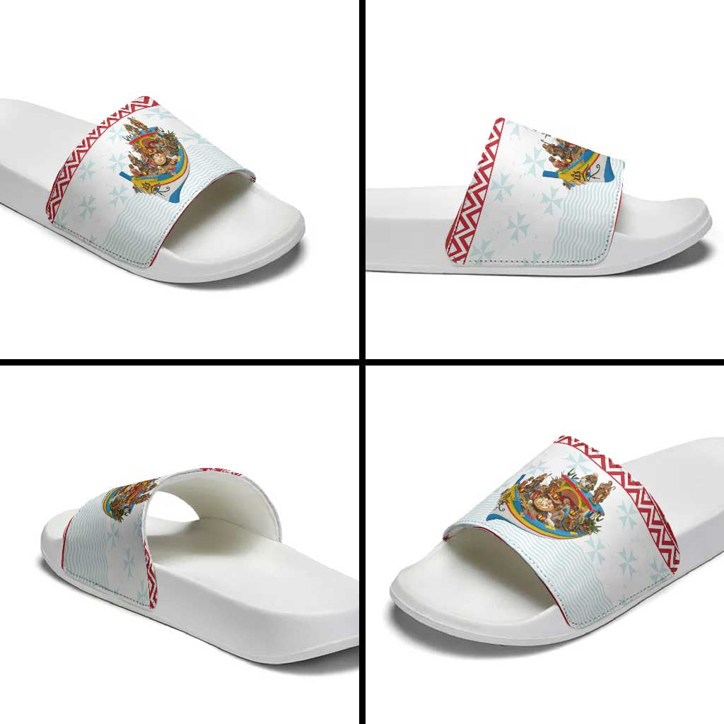 Malta Christmas Slide Sandals Presepju Nativity Scene on Luzzu Boat LT19