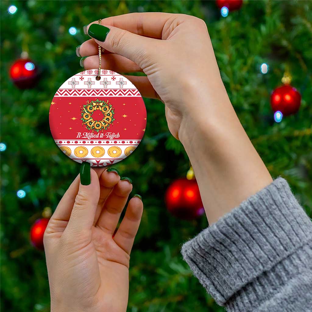 Malta Christmas Ceramic Ornament Maltese Honey Rings LT19