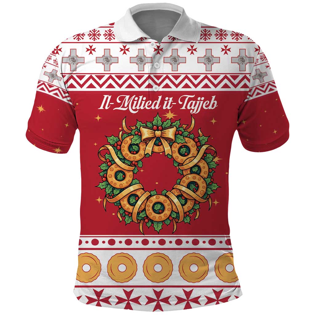 Malta Christmas Polo Shirt Maltese Honey Rings LT19