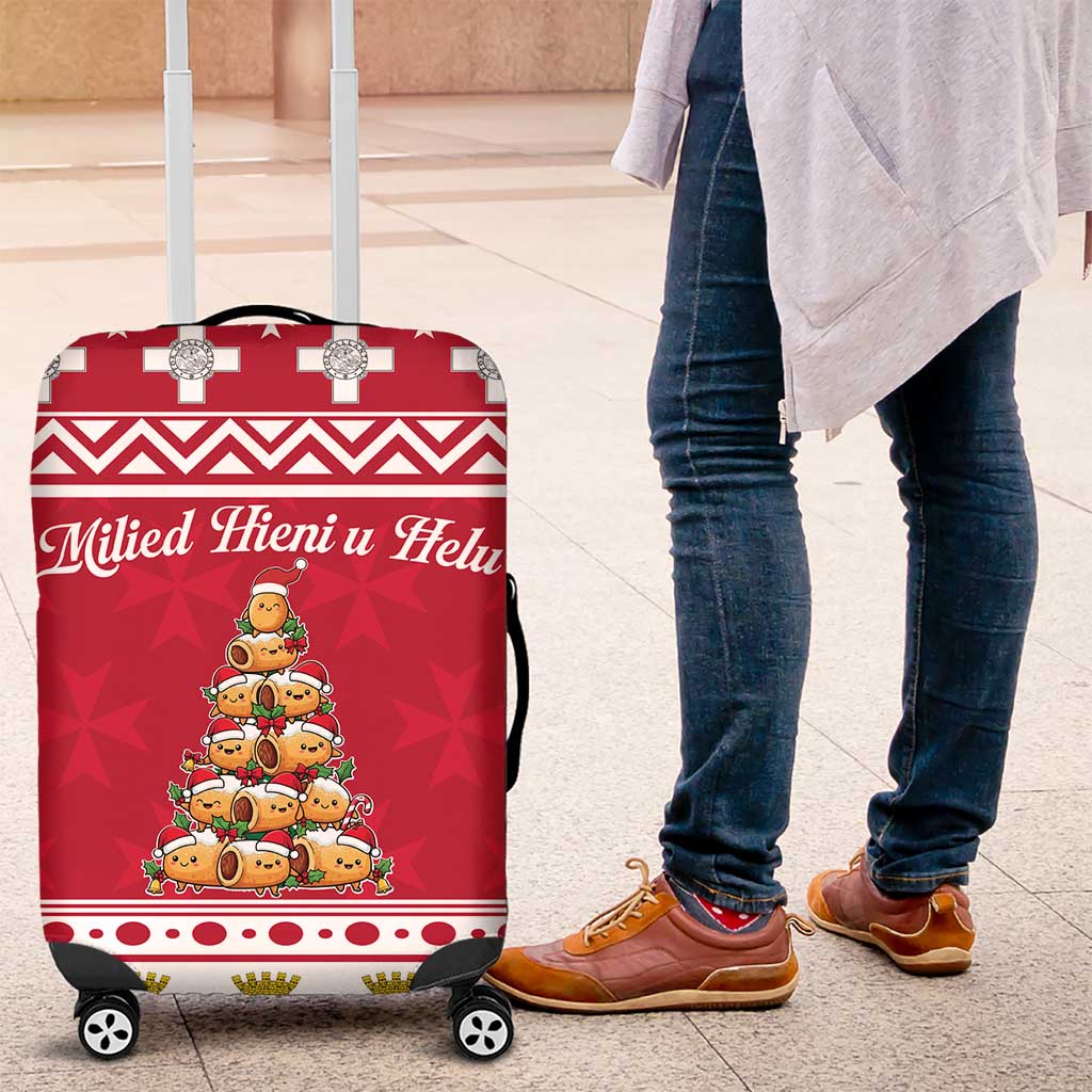 Cute Maltese Imqaret Pastry Christmas Luggage Cover Christmas Joy in Malta LT19