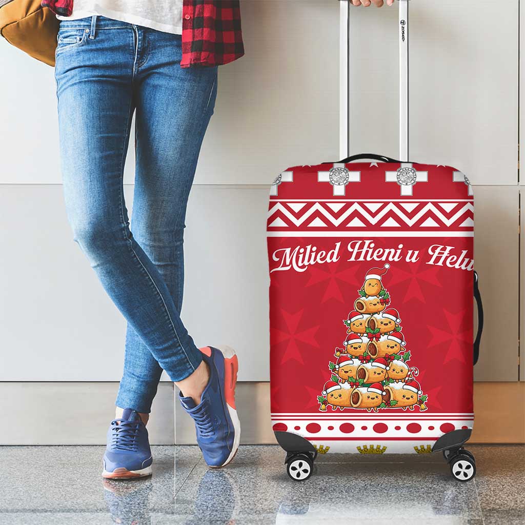 Cute Maltese Imqaret Pastry Christmas Luggage Cover Christmas Joy in Malta LT19