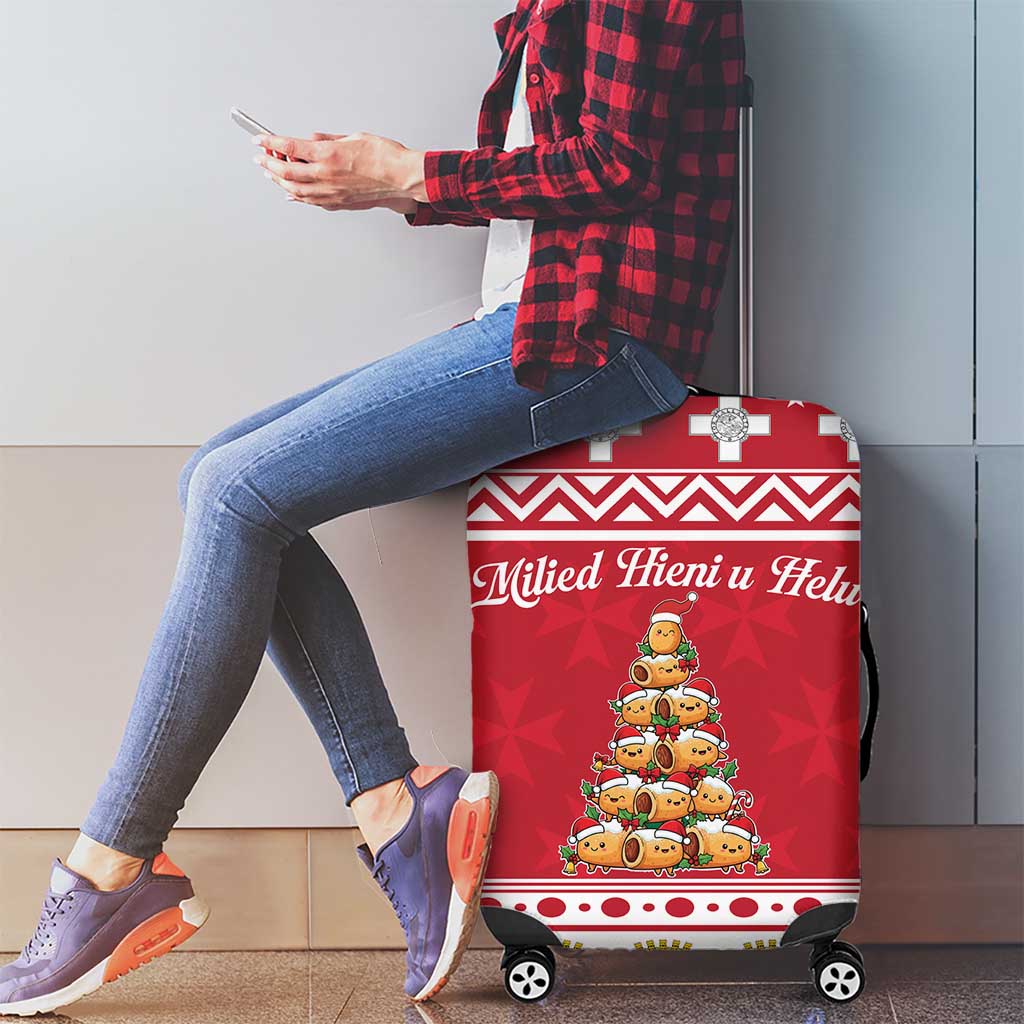 Cute Maltese Imqaret Pastry Christmas Luggage Cover Christmas Joy in Malta LT19