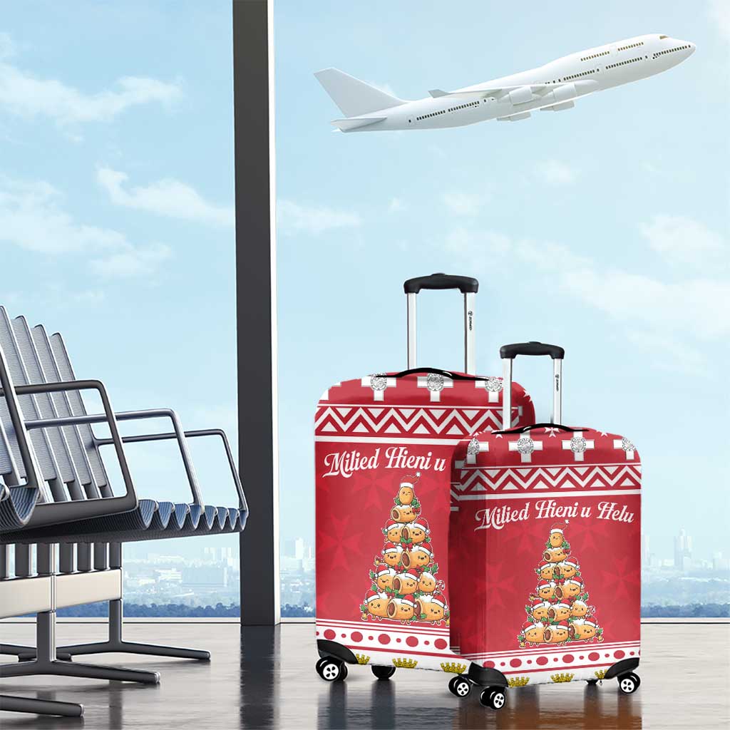 Cute Maltese Imqaret Pastry Christmas Luggage Cover Christmas Joy in Malta LT19