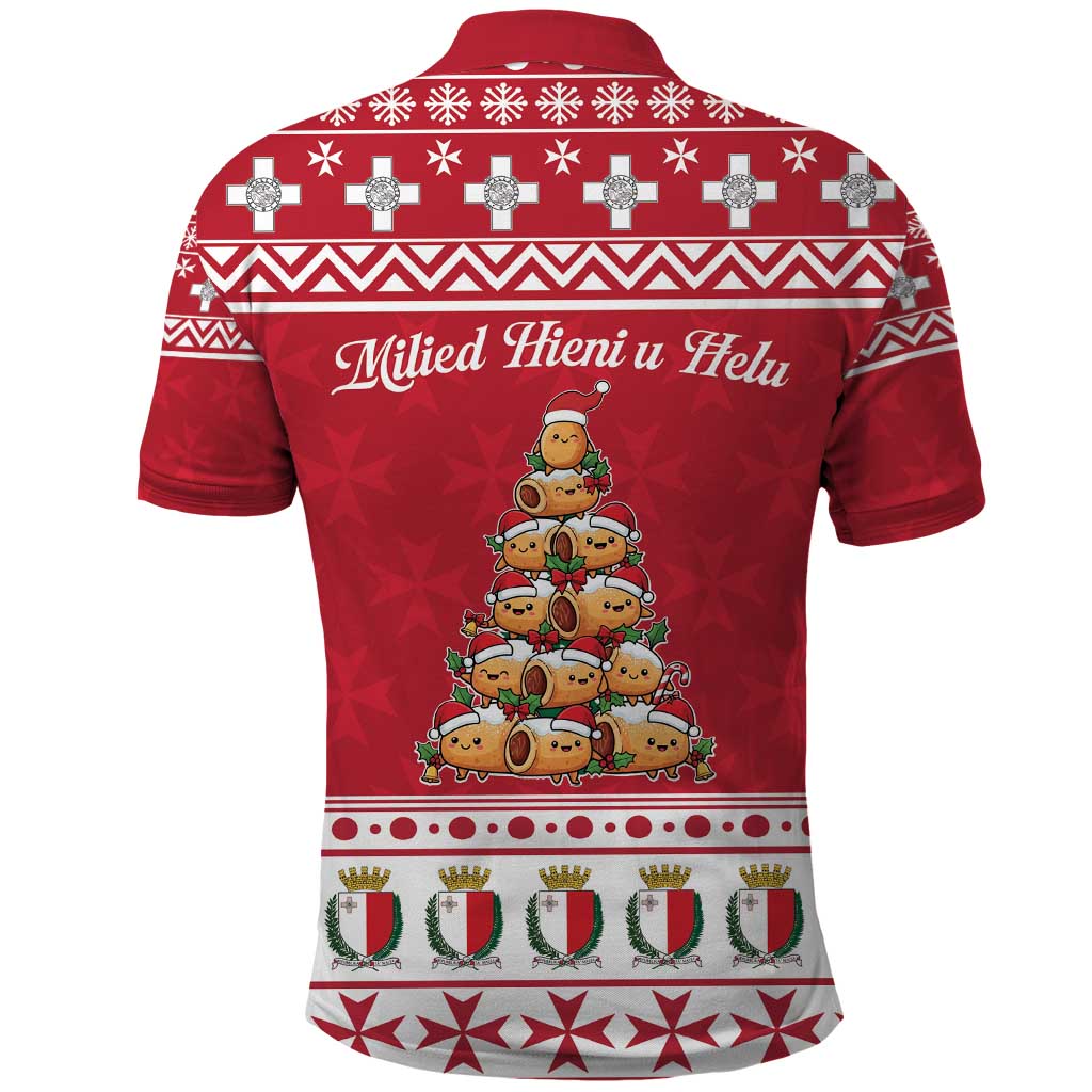 Cute Maltese Imqaret Pastry Christmas Polo Shirt Christmas Joy in Malta LT19