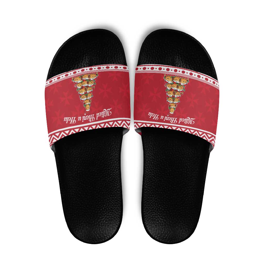 Cute Maltese Imqaret Pastry Christmas Slide Sandals Christmas Joy in Malta LT19