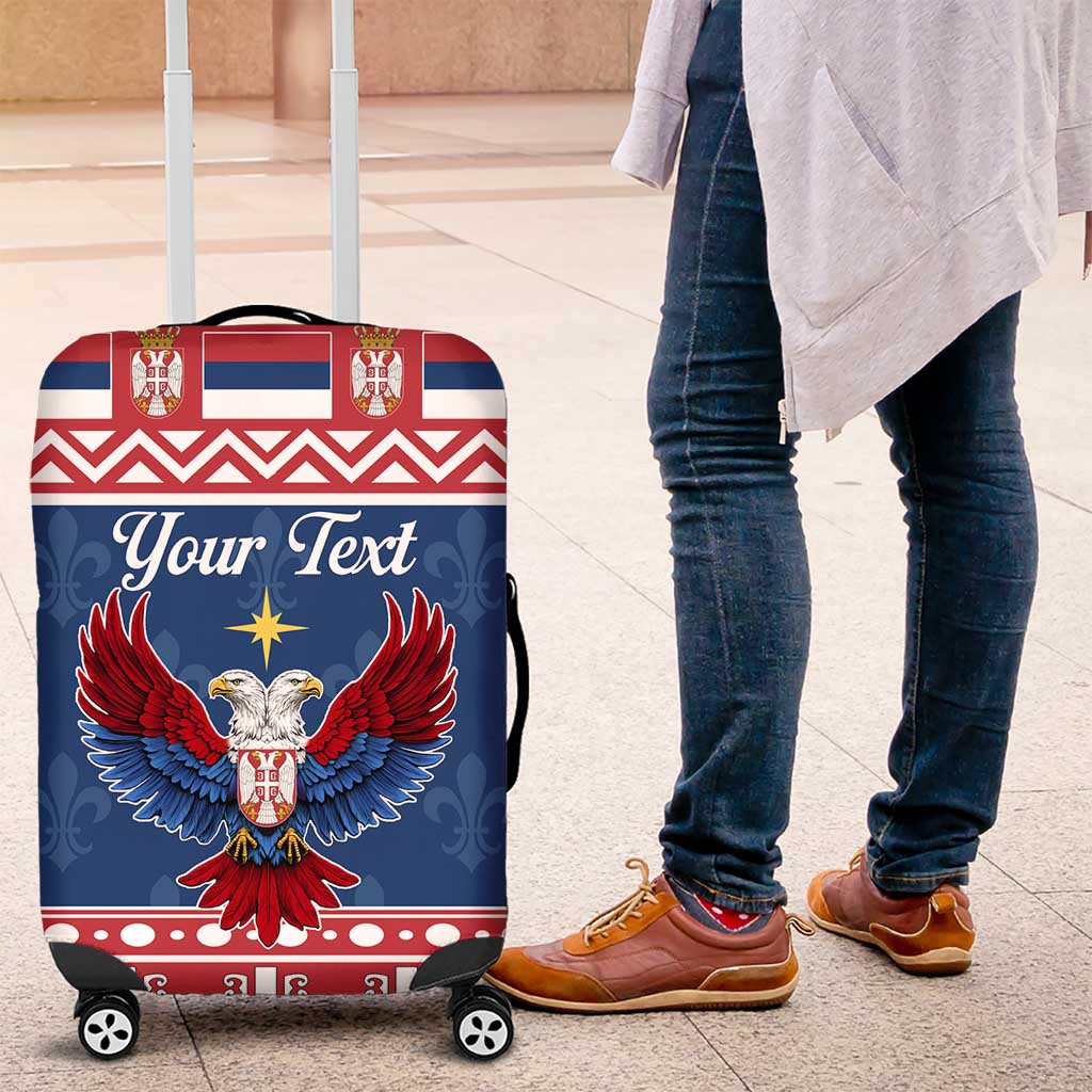 Personalized Serbia Christmas Eagle Luggage Cover Srecan Bozic Tee LT19