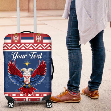 Personalized Serbia Christmas Eagle Luggage Cover Srecan Bozic Tee LT19