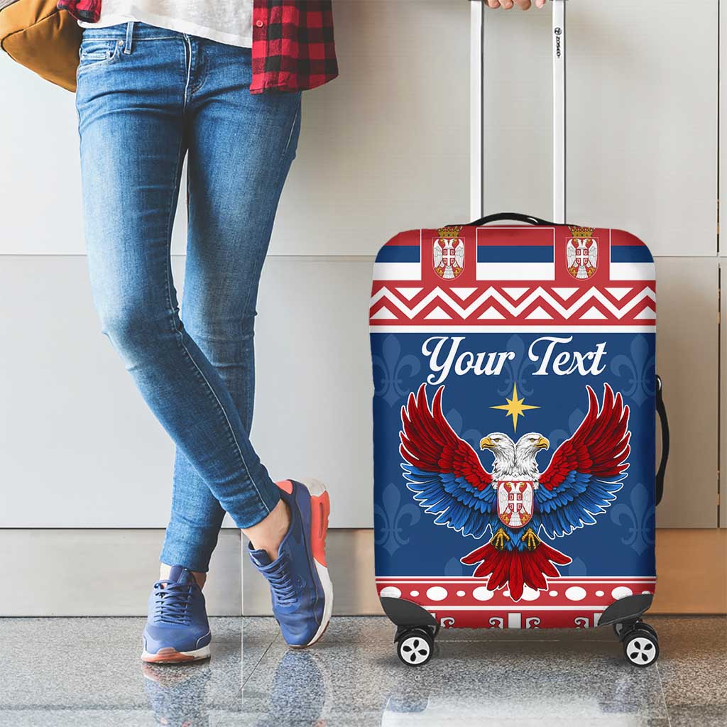 Personalized Serbia Christmas Eagle Luggage Cover Srecan Bozic Tee LT19