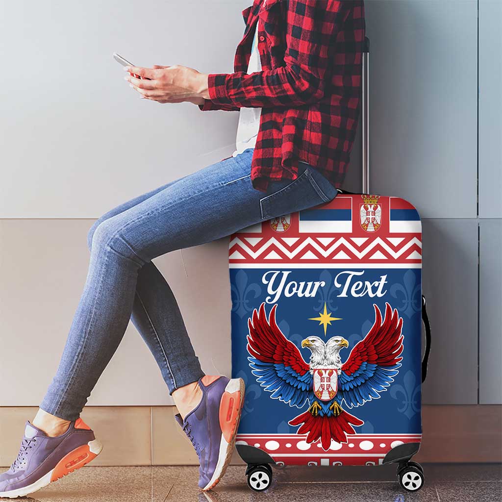 Personalized Serbia Christmas Eagle Luggage Cover Srecan Bozic Tee LT19