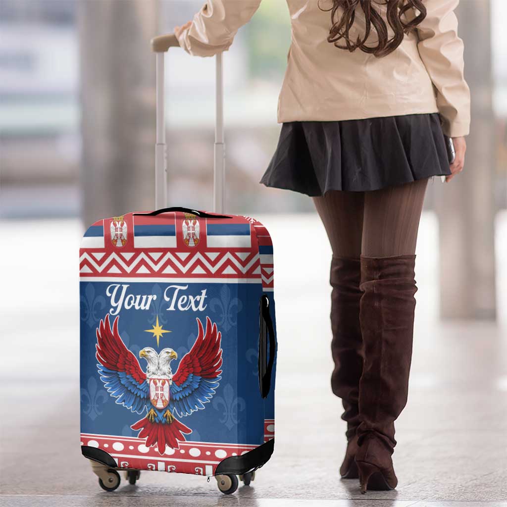 Personalized Serbia Christmas Eagle Luggage Cover Srecan Bozic Tee LT19