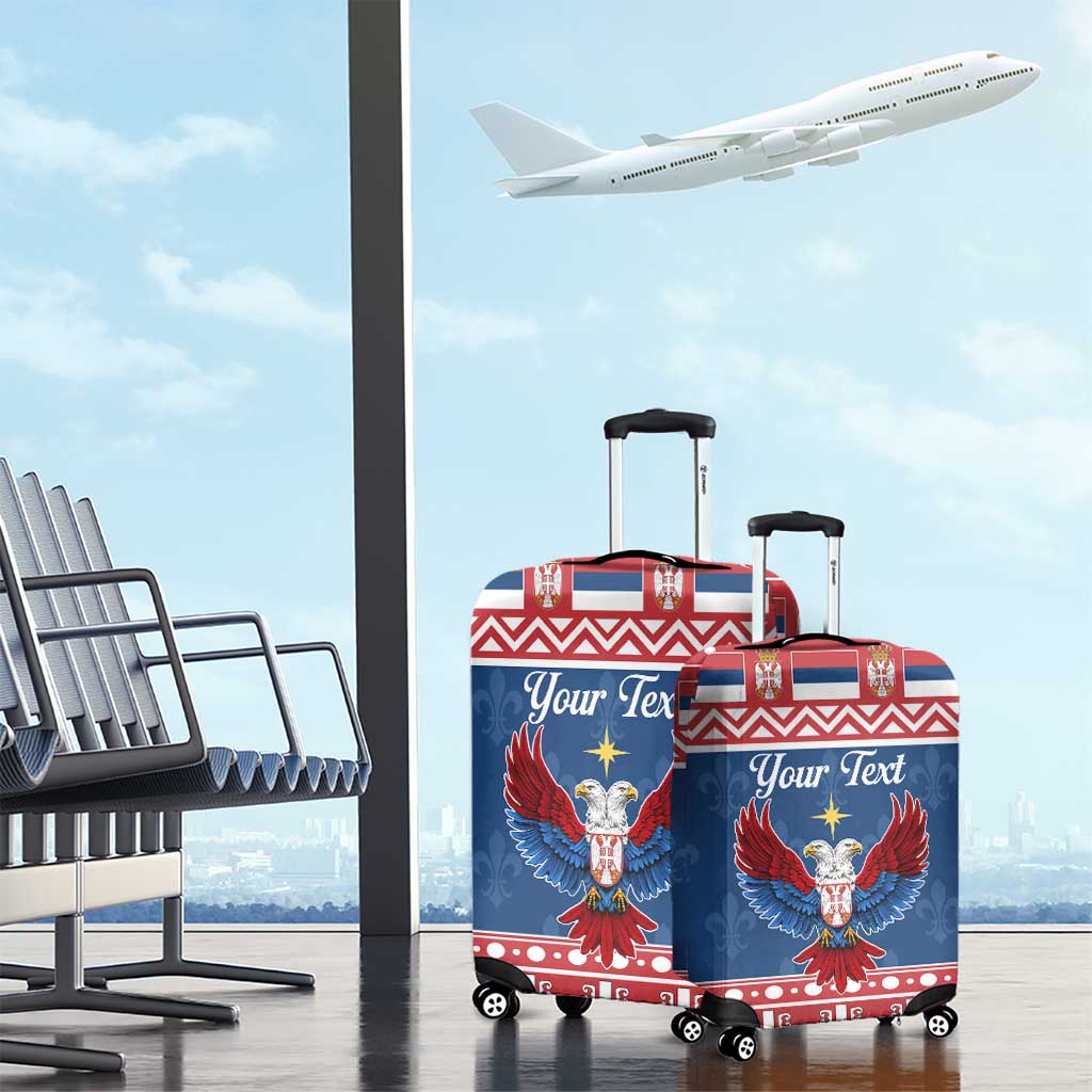 Personalized Serbia Christmas Eagle Luggage Cover Srecan Bozic Tee LT19