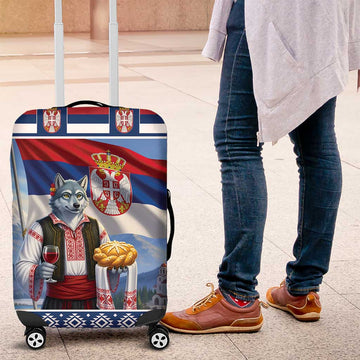Serbia Christmas Wolf Luggage Cover Vuk Serbian Mascot LT19