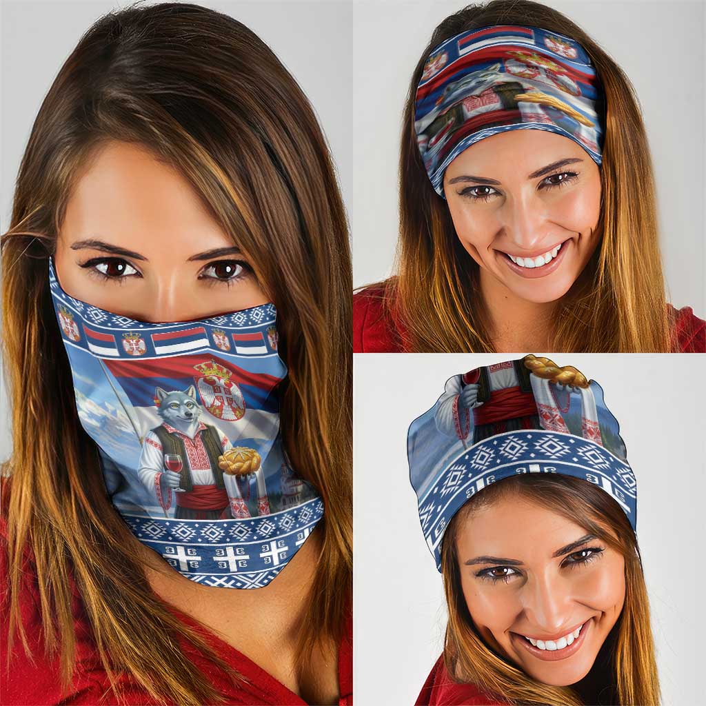 Serbia Christmas Wolf Neck Gaiter Vuk Serbian Mascot LT19