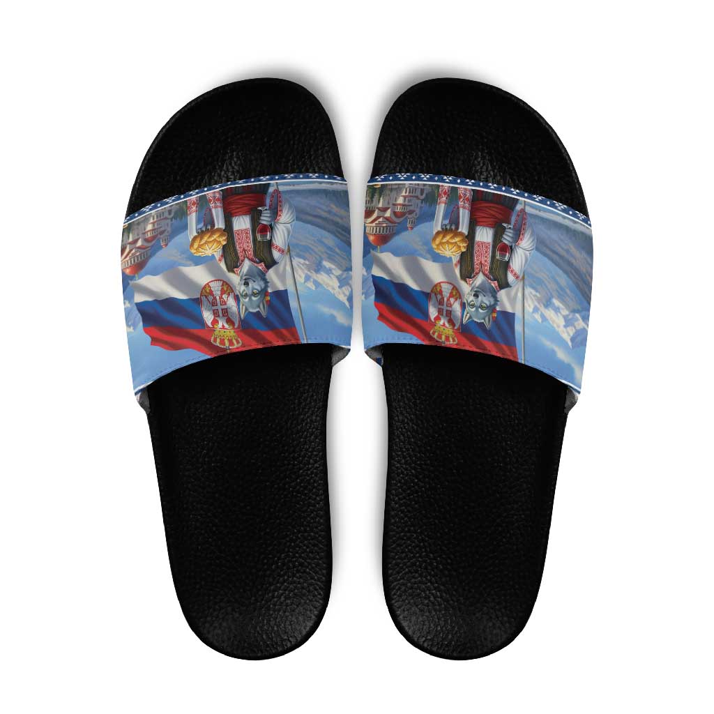 Serbia Christmas Wolf Slide Sandals Vuk Serbian Mascot LT19