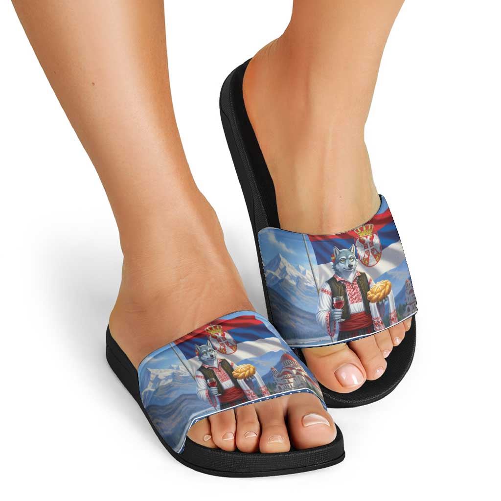 Serbia Christmas Wolf Slide Sandals Vuk Serbian Mascot LT19