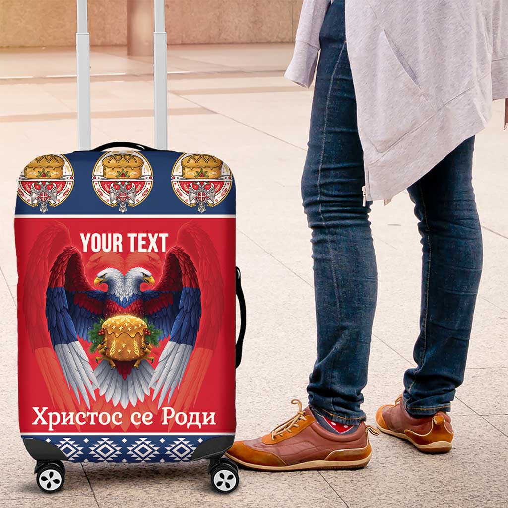 Personalized Serbia Christmas Luggage Cover Eagle with Cesnica Christmas Bread LT19