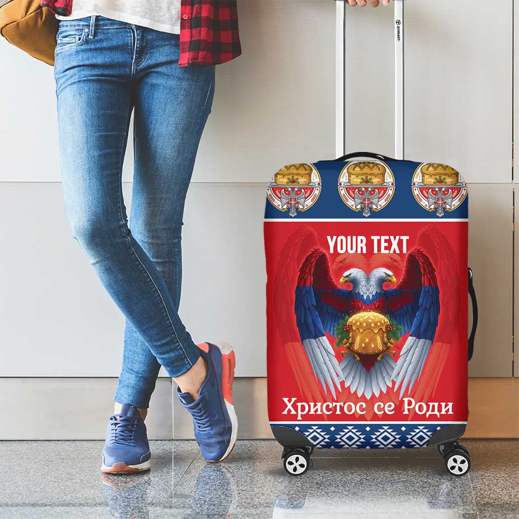 Personalized Serbia Christmas Luggage Cover Eagle with Cesnica Christmas Bread LT19