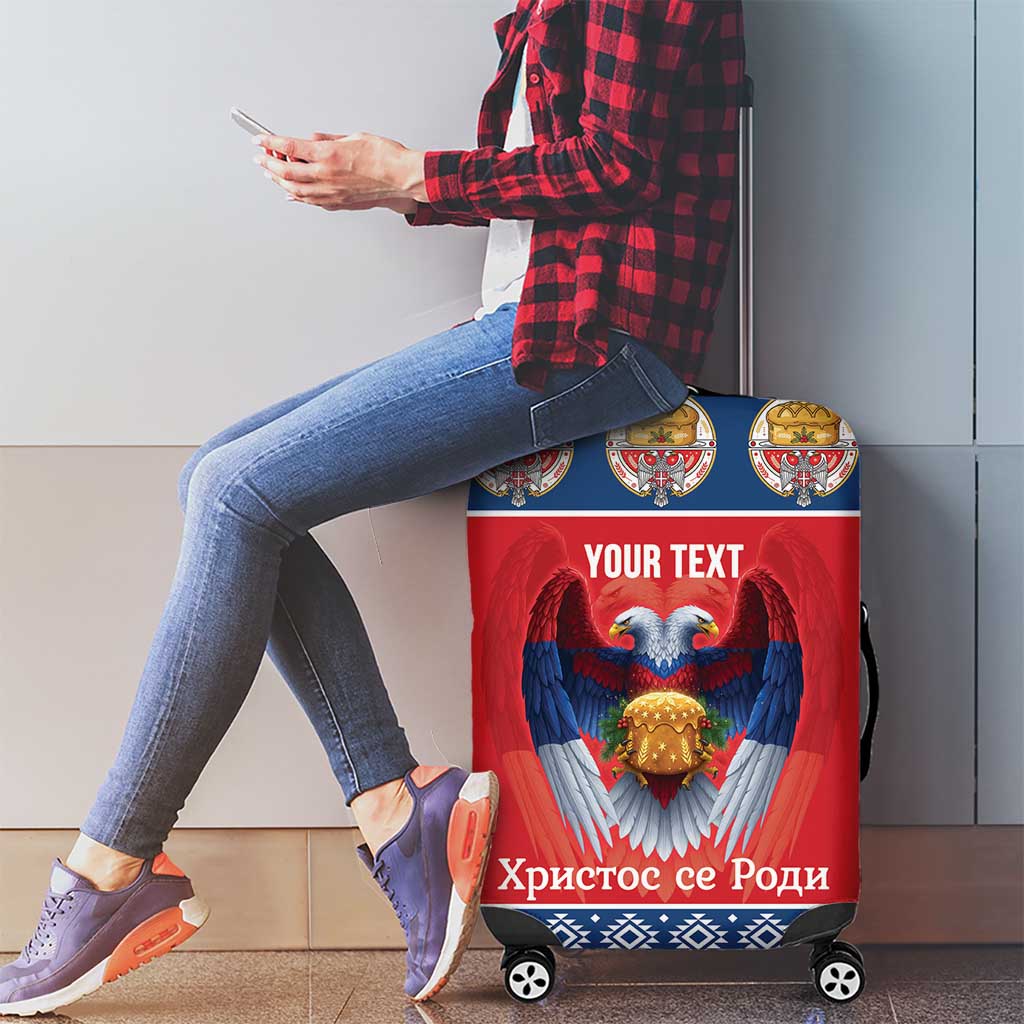 Personalized Serbia Christmas Luggage Cover Eagle with Cesnica Christmas Bread LT19