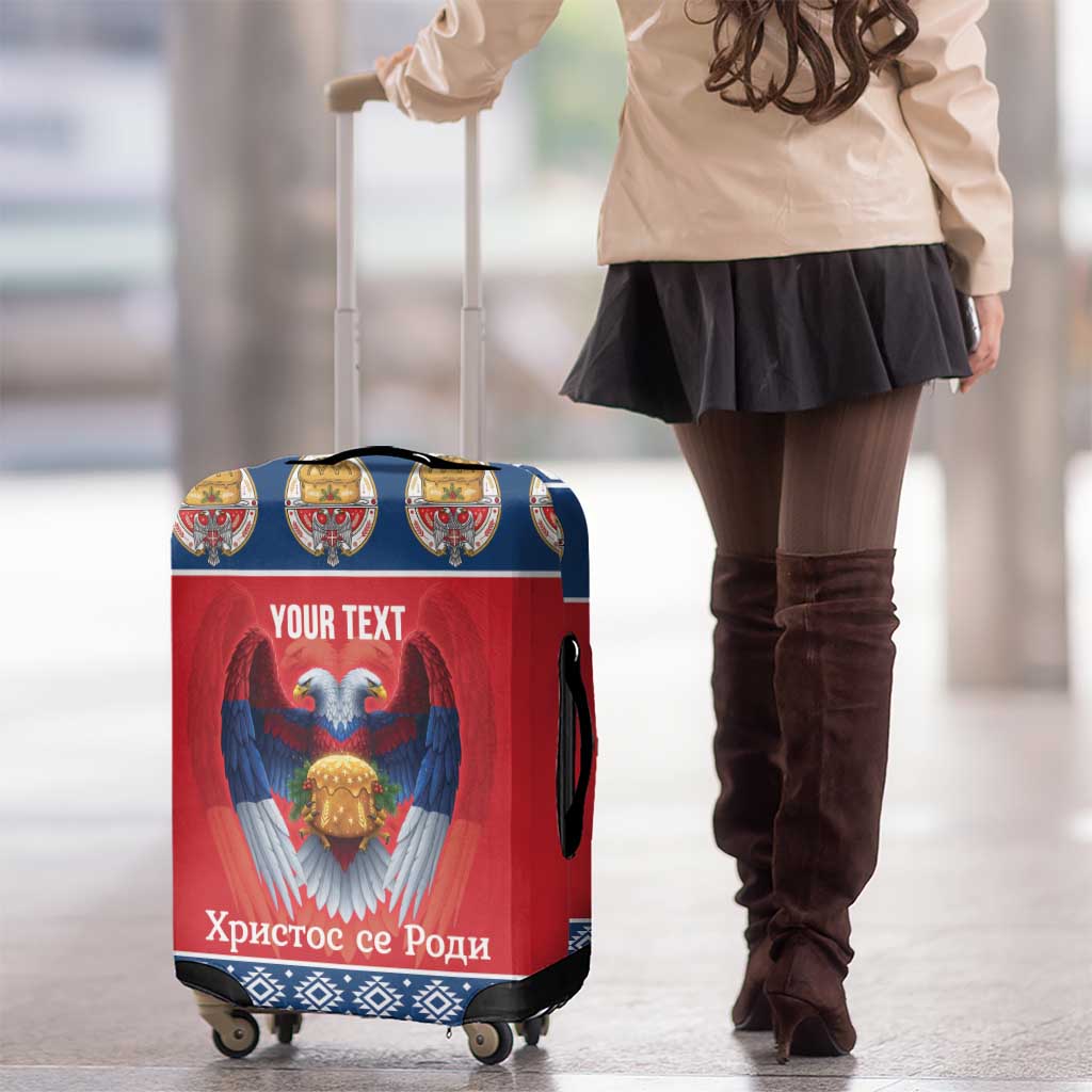 Personalized Serbia Christmas Luggage Cover Eagle with Cesnica Christmas Bread LT19