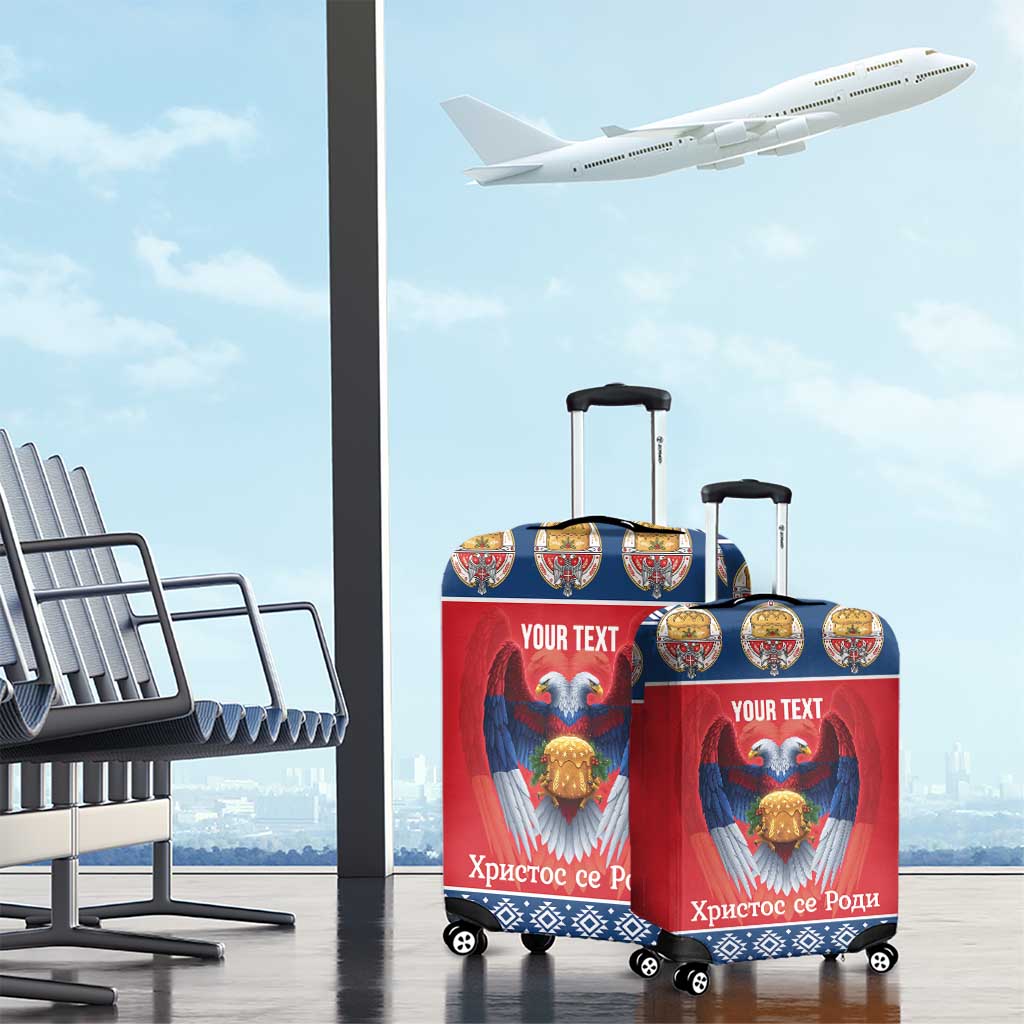 Personalized Serbia Christmas Luggage Cover Eagle with Cesnica Christmas Bread LT19