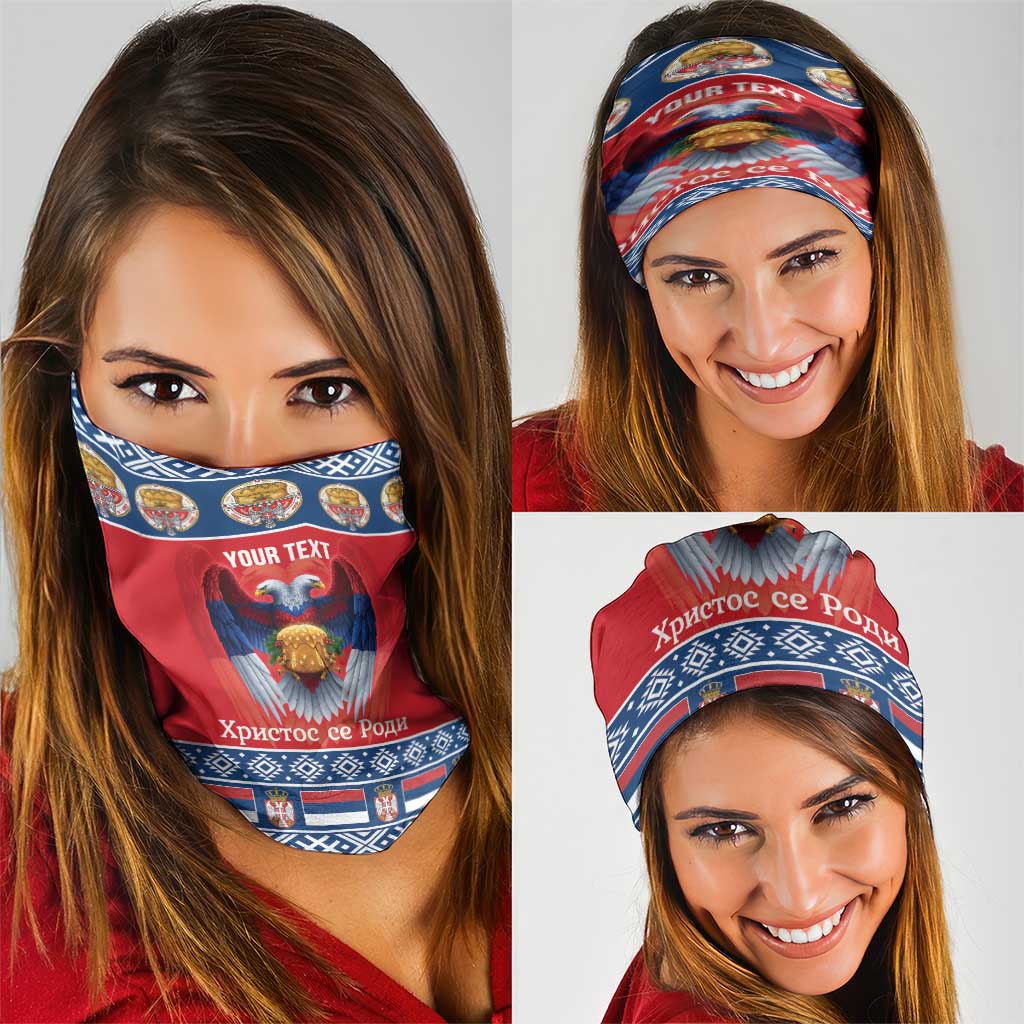 Personalized Serbia Christmas Neck Gaiter Eagle with Cesnica Christmas Bread LT19