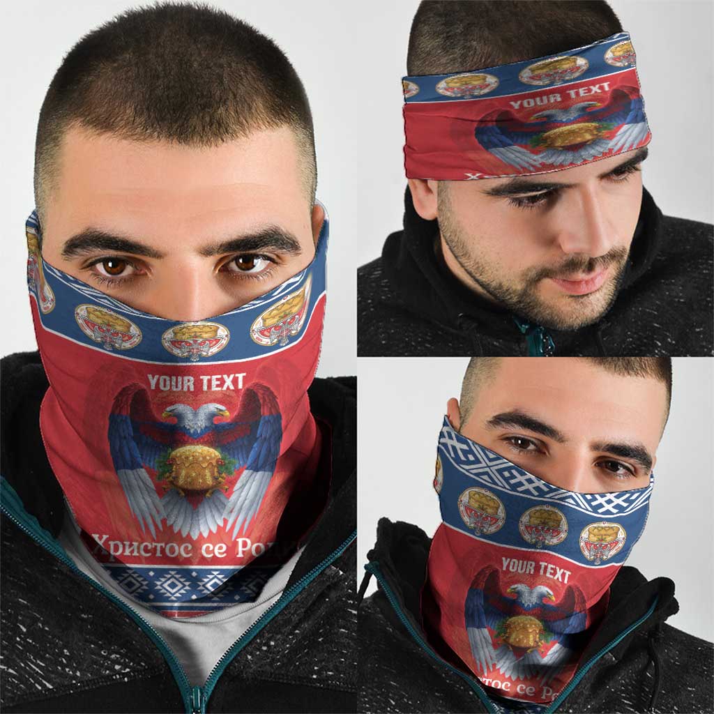Personalized Serbia Christmas Neck Gaiter Eagle with Cesnica Christmas Bread LT19